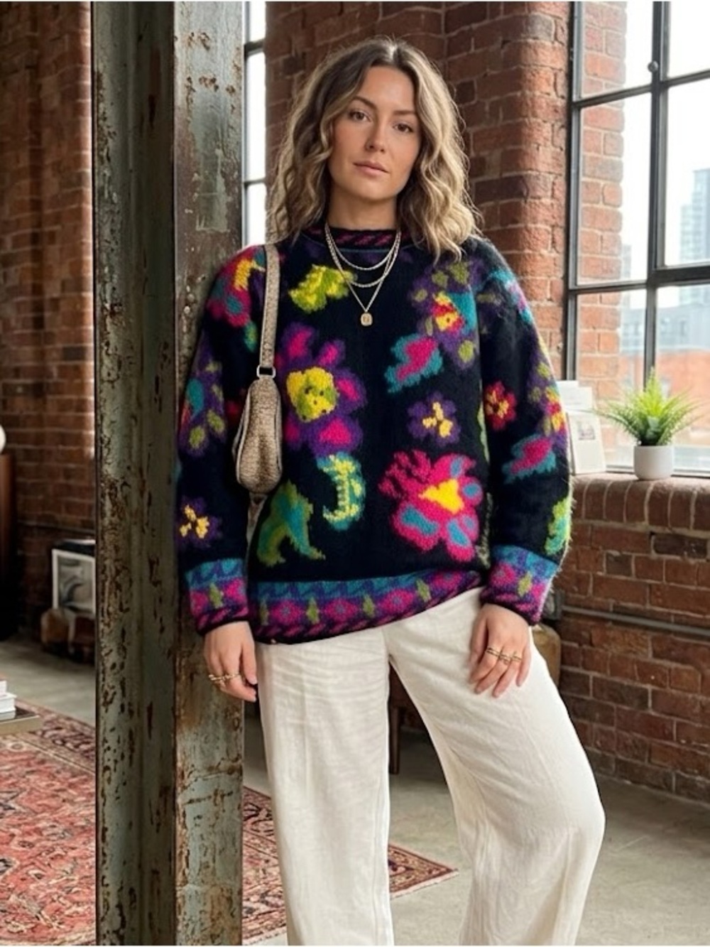 Vintage Floral Rosanna Mohair Turtleneck Sweater
